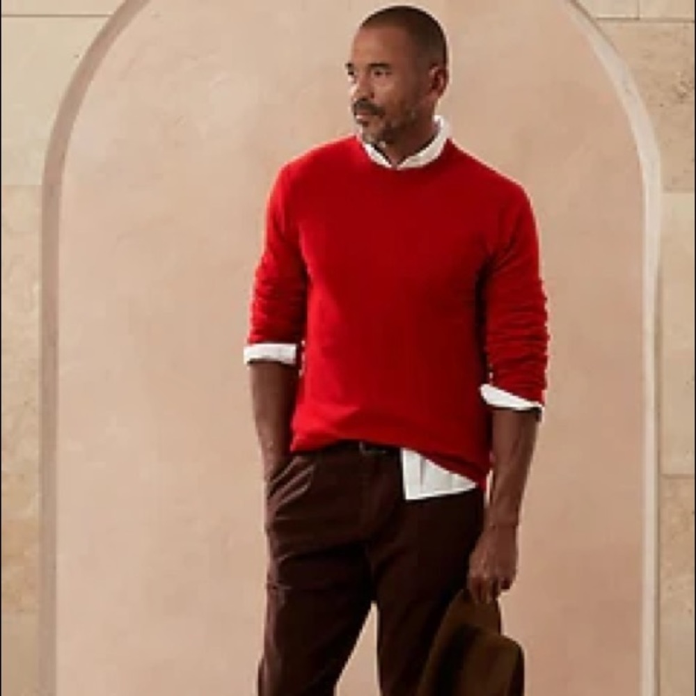 GAP Red Crewneck Men's Sweater cashmere and cotton